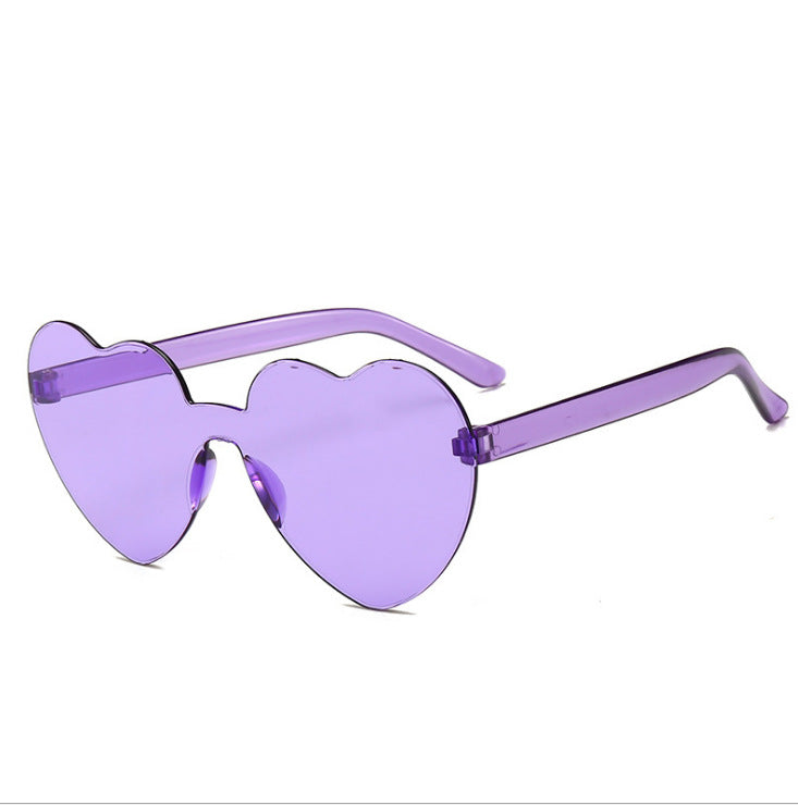 Colorful Rimless Heart-Shaped Sunglasses - Sunglasses Haven
