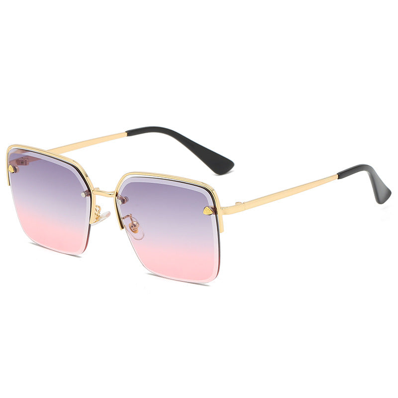 Half Metal Frame Two-Color Gradient Sunglasses - Sunglasses Haven