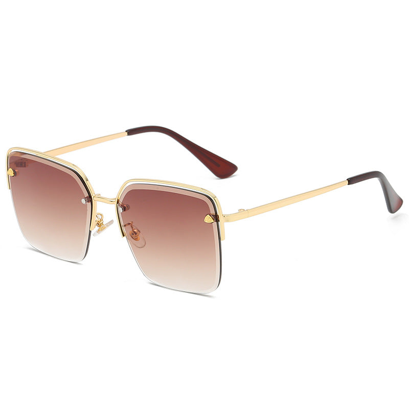 Half Metal Frame Two-Color Gradient Sunglasses - Sunglasses Haven