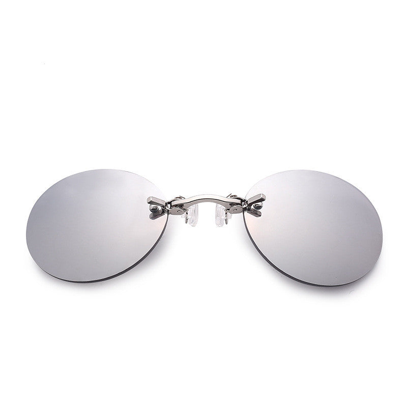 Retro Round Frameless Clip-nose Sunglasses - Sunglasses Haven