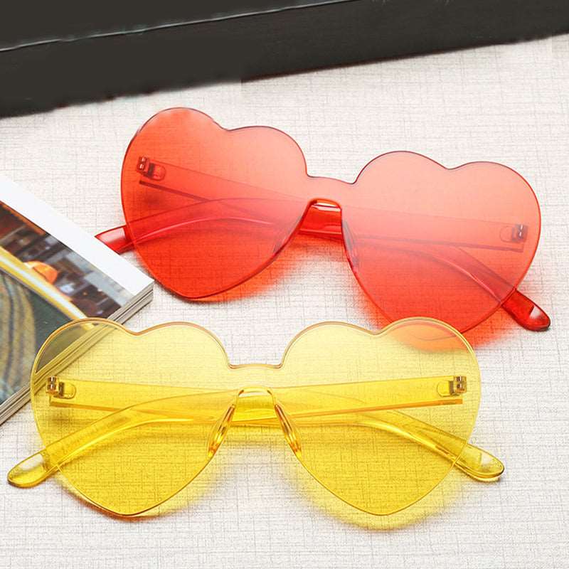 Colorful Rimless Heart-Shaped Sunglasses - Sunglasses Haven