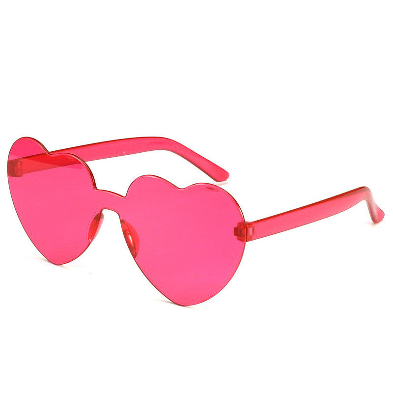 Colorful Rimless Heart-Shaped Sunglasses - Sunglasses Haven