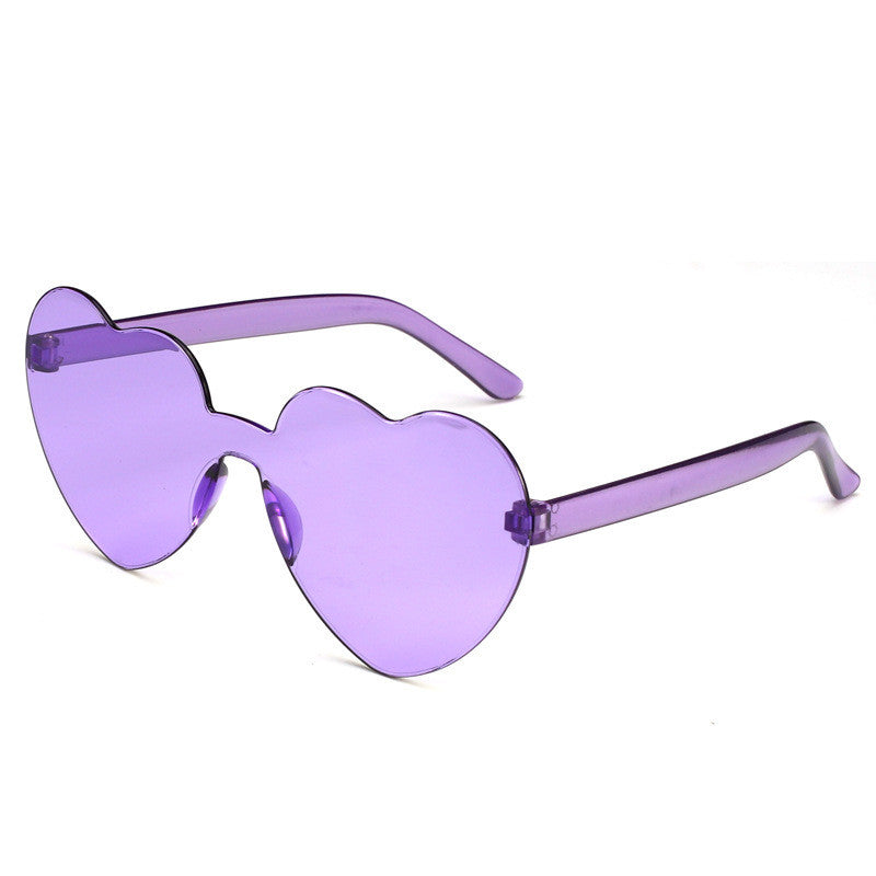 Colorful Rimless Heart-Shaped Sunglasses - Sunglasses Haven