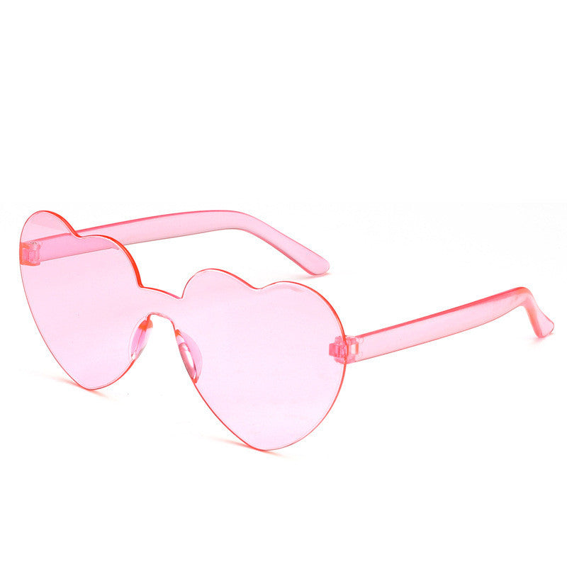 Colorful Rimless Heart-Shaped Sunglasses - Sunglasses Haven