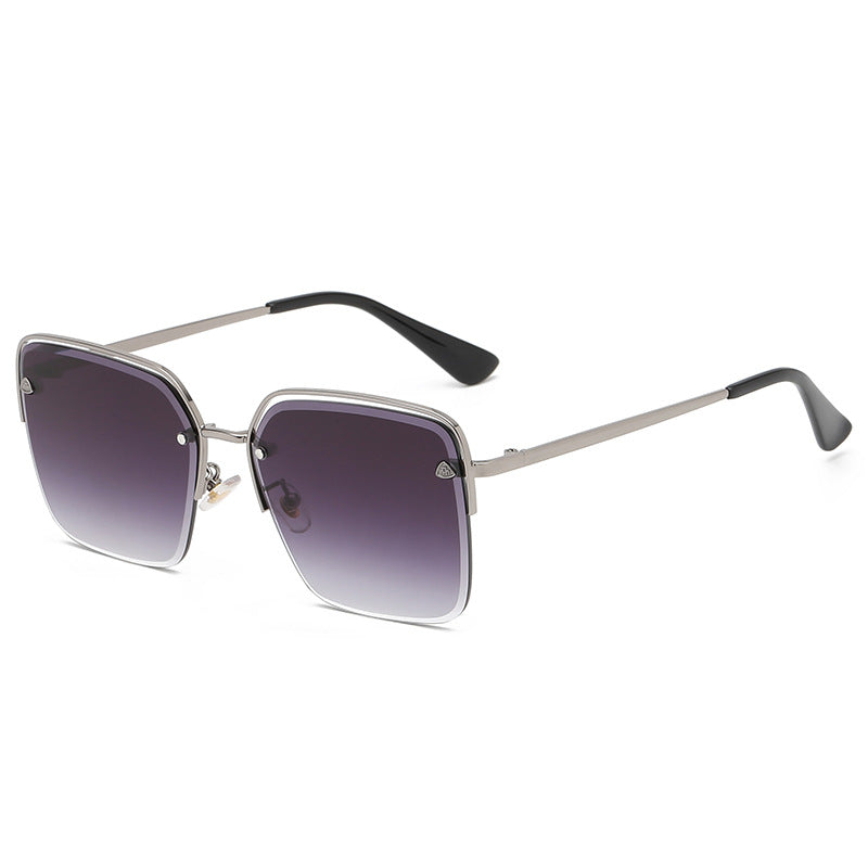 Half Metal Frame Two-Color Gradient Sunglasses - Sunglasses Haven