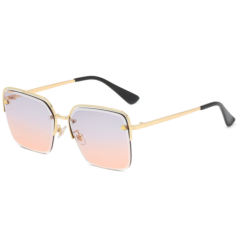 Half Metal Frame Two-Color Gradient Sunglasses - Sunglasses Haven