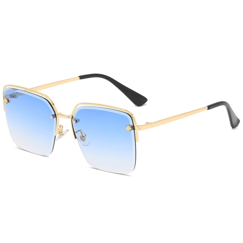 Half Metal Frame Two-Color Gradient Sunglasses - Sunglasses Haven