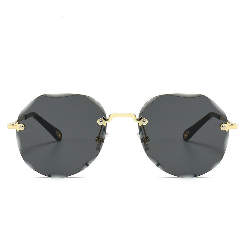 Polygonal Rimless Trimmed Sunglasses - Sunglasses Haven