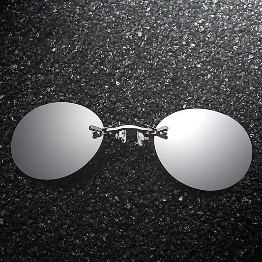 Retro Round Frameless Clip-nose Sunglasses - Sunglasses Haven