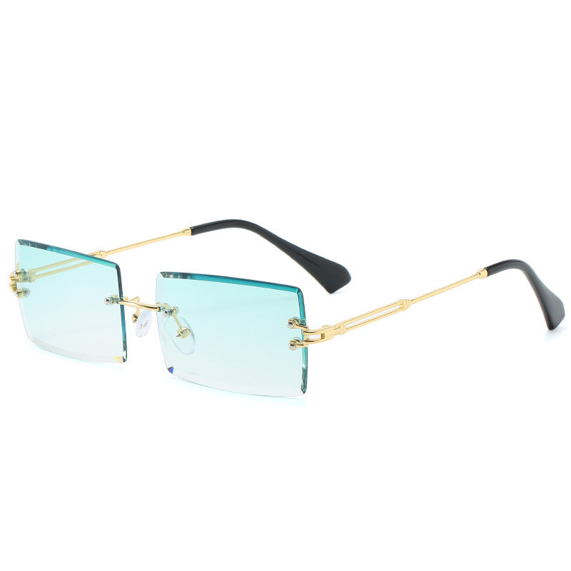 Rimless Rectangle Retro Sunglasses - Sunglasses Haven