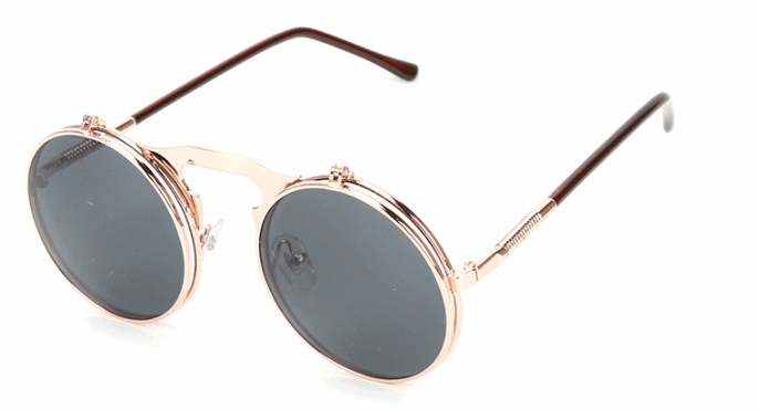 Vintage Round Steampunk Flip-Up Sunglasses - Sunglasses Haven