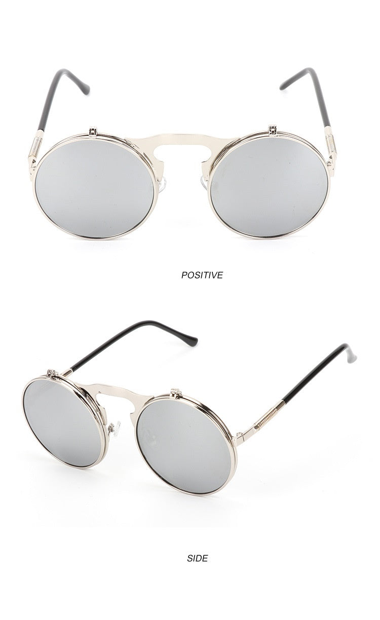 Vintage Round Steampunk Flip-Up Sunglasses - Sunglasses Haven