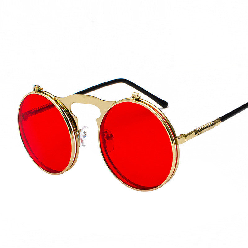 Vintage Round Steampunk Flip-Up Sunglasses - Sunglasses Haven